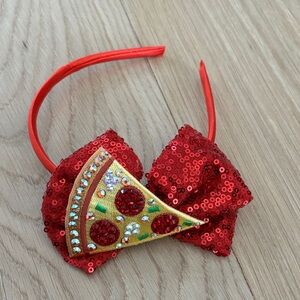 Red Sequin Bow Pizza Headband for Children